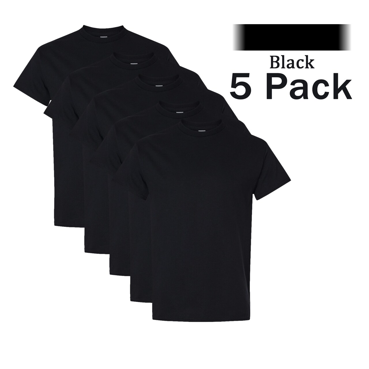 Gildan Heavy Cotton T-Shirt, Black 5-Pack for Vinyl & DIY Crafting